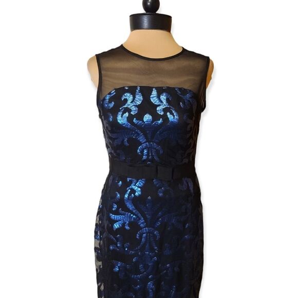 The Limited Blue Sequin on Black Illusion Dress Size 0 - Picture 3 of 5